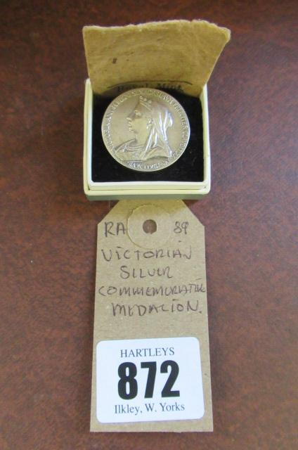 VICTORIAN SILVER COMMEMORATIVE MEDALLION Image