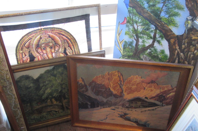 FOUR LARGE PICTURES INCLUDING PRINT OF RIVER URE Image