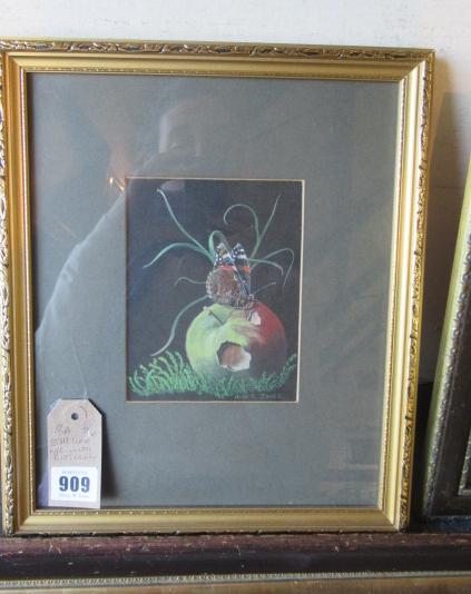 STILL LIFE WATERCOLOUR WITH BUTTERFLY Image