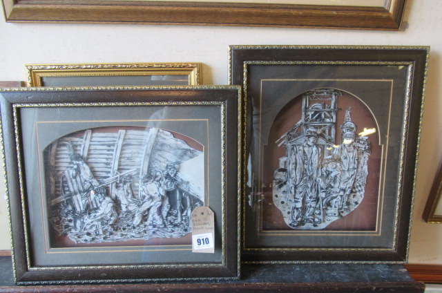PAIR OF DECOUPAGE MINING SCENES Image