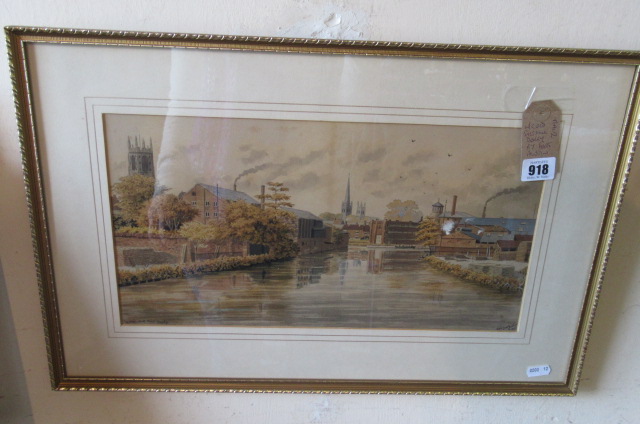 WATERCOLOUR OF SALT MILL  DERBY BY FRED AUSTIN Image