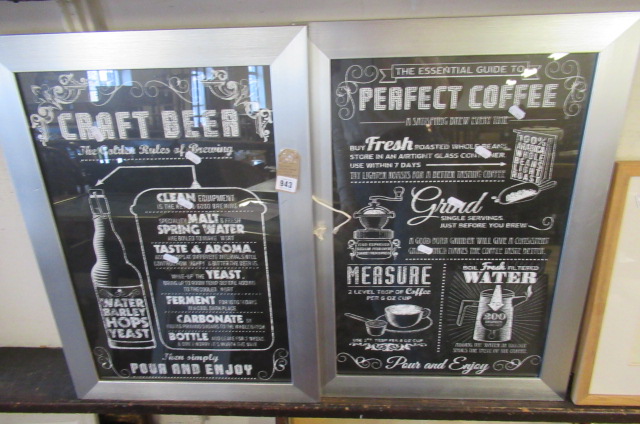 PAIR OF FRAMED CRAFT BEER AND COFFEE ILLUSTRATIONS Image