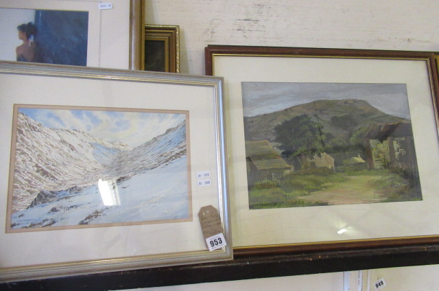 TWO FRAMED WATERCOLOURS AND A FRAMED PASTEL Image