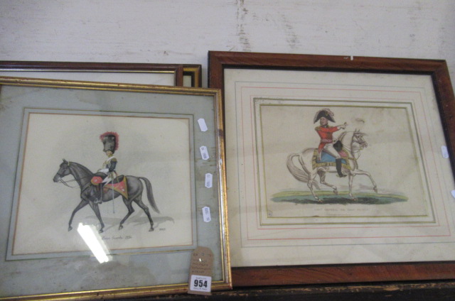 VINTAGE MILITARY WATERCOLOUR AND A PRINT Image