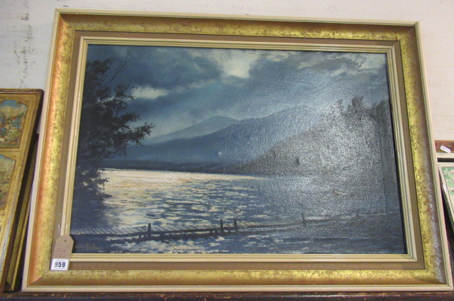 OIL ON CANVAS    LAKE SCENE Image