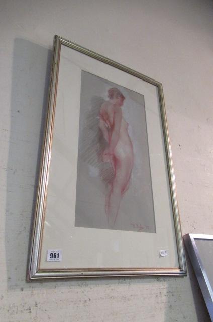 PASTEL OF A NUDE SIGNED R BARBIE Image