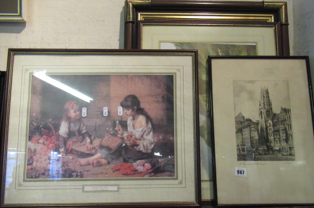 ETCHING OF ST DUNSTANS IN THE WEST AND A QUANTITY OF PRINTS Image