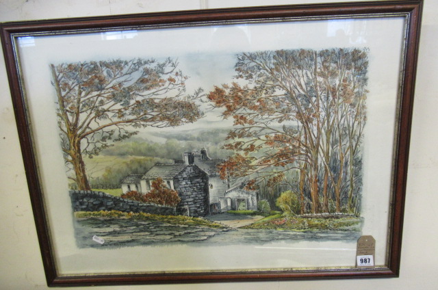 FRAMED INK AND WATERCOLOUR BY JEAN E BARKER Image