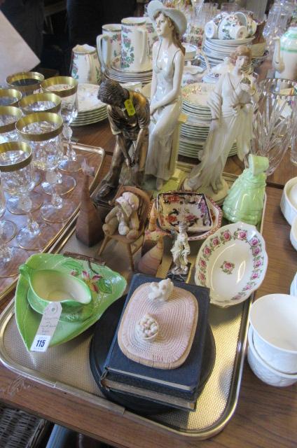 TRAY OF FIGURES  RECORDS  BOOKS ETC Image