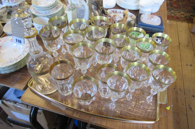 TRAY OF DRINKING GLASSES WITH DECANTER Image