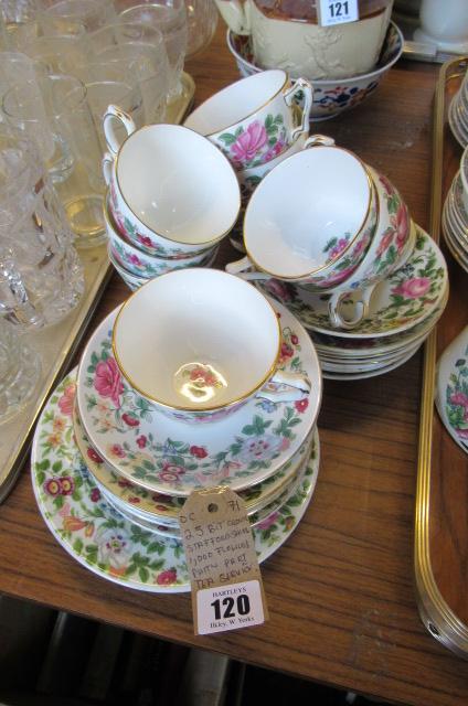 25 PIECE CROWN STAFFORDSHIRE 1000 FLOWERS PATTERN PART TEA SERVICE Image