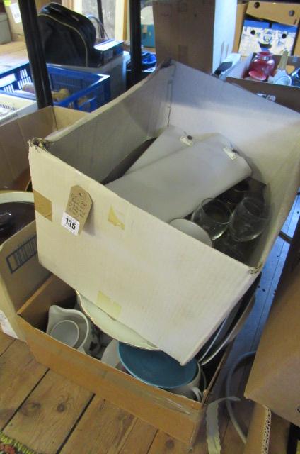 TWO BOXES OF CERAMICS AND GLASS ETC Image