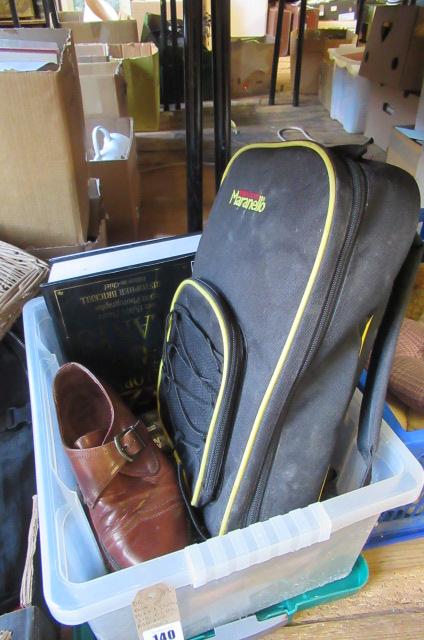 BOXED OF MIXED ITEMS INCLUDING PICNIC BAG AND SHOES Image