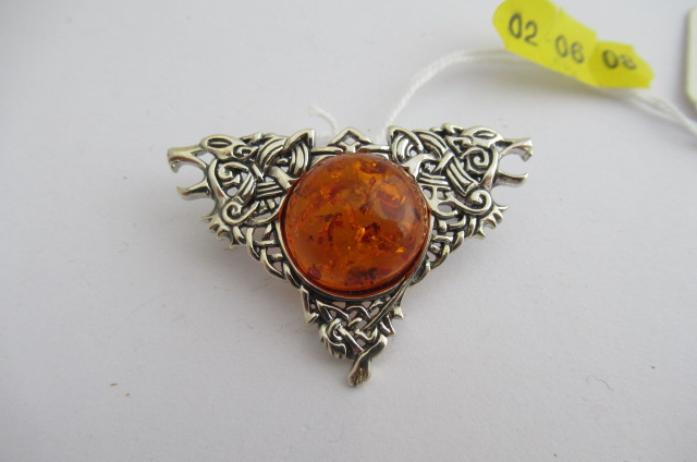 SILVER AND AMBER BROOCH Image