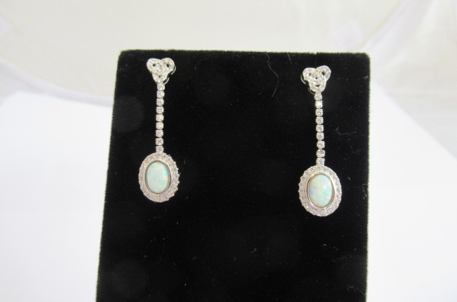 PAIR OF SILVER AND GEMSTONE EARRINGS Image