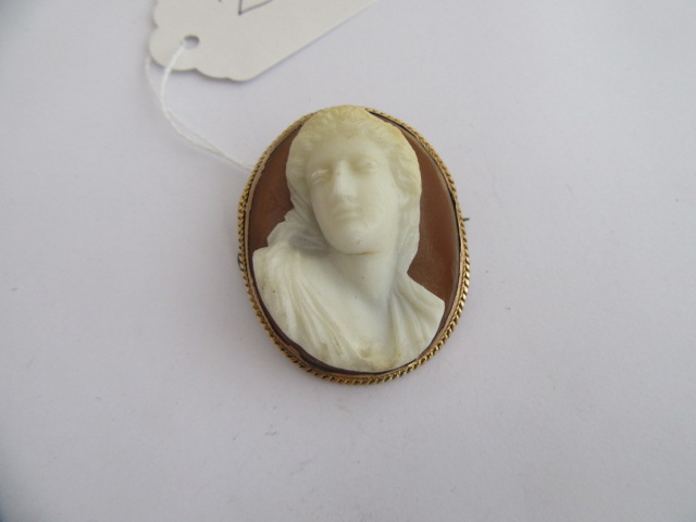 9CT GOLD MOUNTED CAMEO BROOCH Image