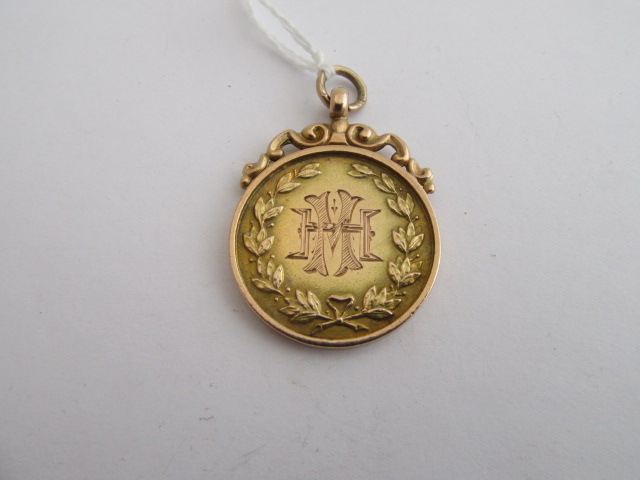 9CT GOLD ENGRAVED FOB 1920  8.9g Image