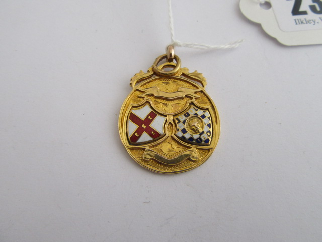 9CT GOLD AND ENAMEL FOB 9g GROSS Image