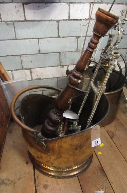 BRASS COAL BUCKET AND CONTENTS Image