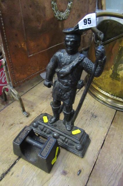 CAST IRON FIGURAL DOOR STOP AND 4LB WEIGHT Image