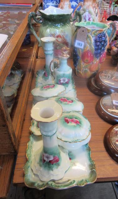 TWO PAIRS OF VASES   DRESSING TABLE SET ETC Image