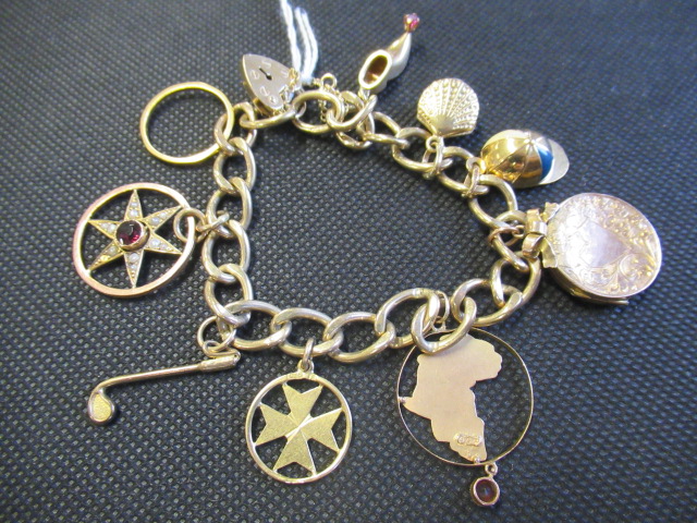 9CT GOLD CHARM BRACELET Image