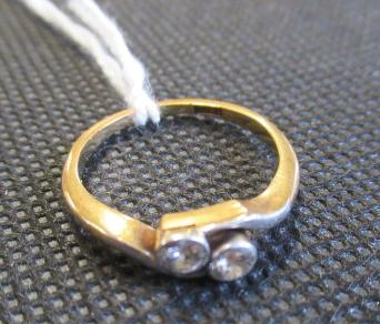 TWO STONE DIAMOND 18CT GOLD CROSSOVER RING Image