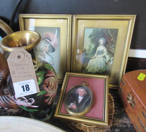 CLOISONNE VASE AND FIVE VARIOUS MINIATURES Image