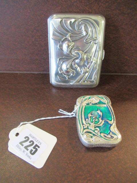 ART NOUVEAU 800 STANDARD SILVER CIGARETTE CASE AND ANOTHER Image