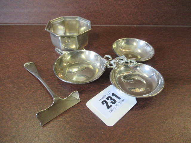 SILVER SALT  PUSHER AND THREE DISHES Image
