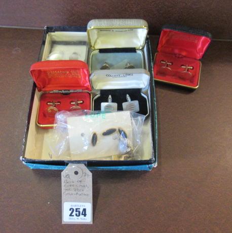 BOX OF 22CT GOLD PLATED AND OTHER CUFFLINKS  Image
