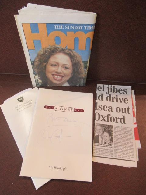 BILL AND CHELSEA CLINTON AUTOGRAPHS WITH RELATED EPHEMERA Image