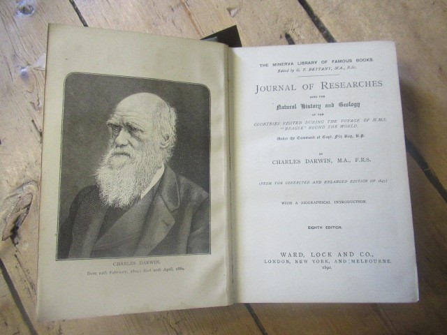 1890 EDITION OF DARWINS JOURNAL OF A VOYAGE ROUND THE WORLD Image