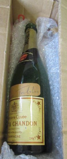 SIGNED EMPTY BOTTLE OF CHAMPAGNE CONCORDE'S FIRST FLIGHT  Image