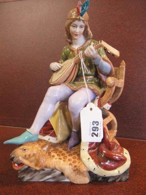GERMAN PORCELAIN MINSTREL FIGURE  Image