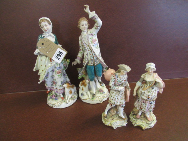 TWO PAIRS OF GERMAN PORCELAIN FIGURES Image