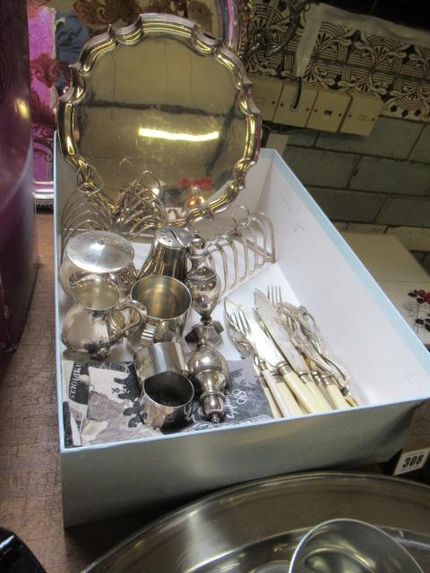 EPNS SALVER  THREE TOAST RACKS ETC Image