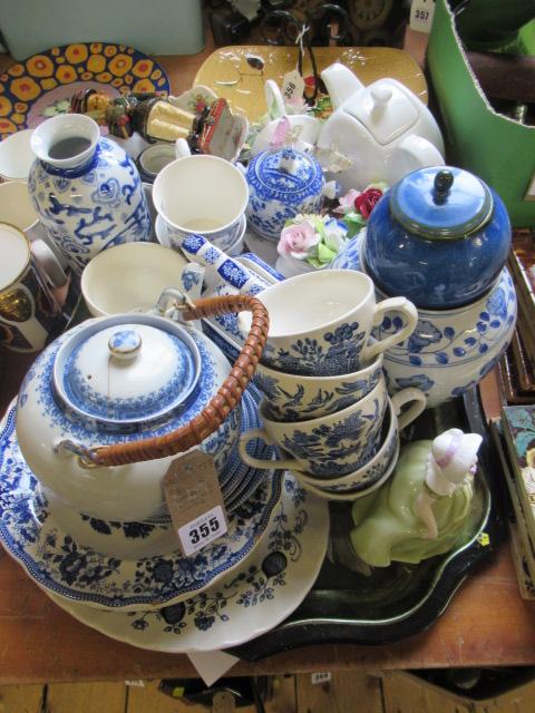 TRAY OF BLUE AND WHITE AND OTHER CERAMICS  Image