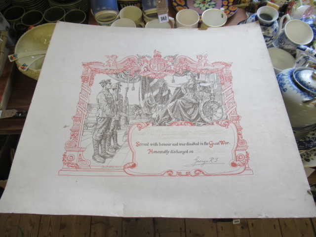 WWI HONORABLE DISCHARGE CERTIFICATE Image
