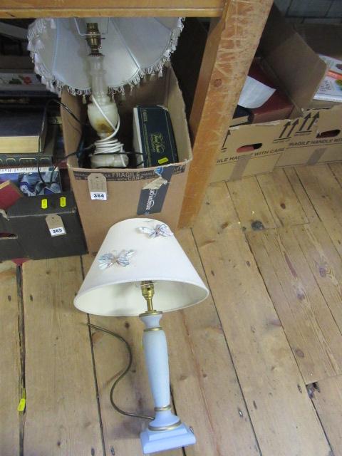 TWO LAMPS AND A BOX OF MISCELLANEOUS ITEMS Image