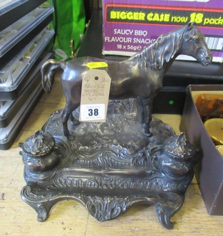 BRONZED HORSE DESK INK STAND Image