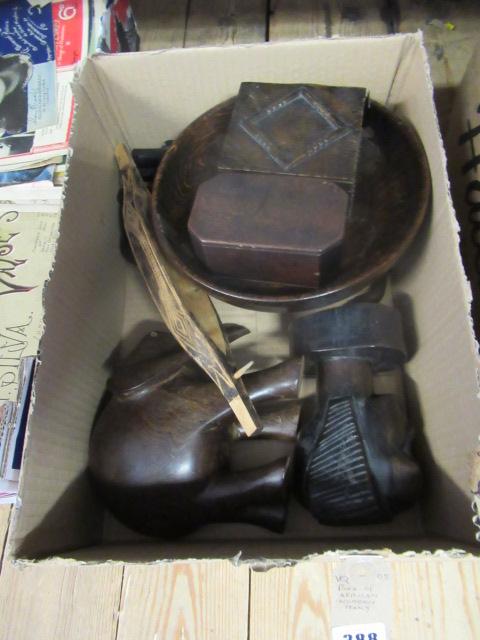 BOX OF AFRICAN WOODEN ITEMS Image