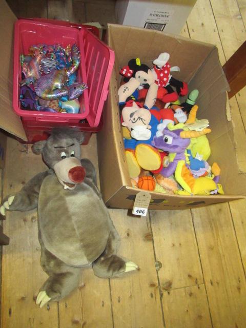 BOX OF SOFT TOYS AND TWO OTHERS Image