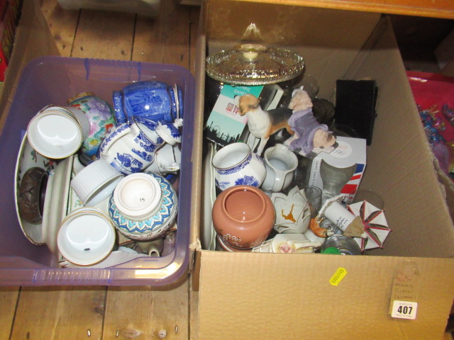 TWO BOXES OF MIXED GLASS AND CERAMICS  Image