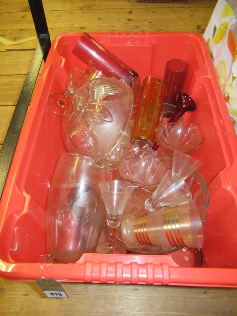 BOX OF RETRO AND OTHER GLASS Image