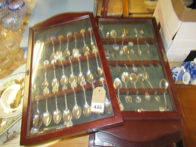 FOUR DISPLAY CASES OF COLLECTORS SPOONS Image