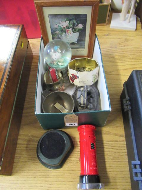 BOX OF COLLECTABLES INCLUDING MONEY BOX ETC Image