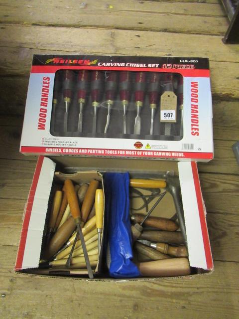 FIVE PIECE CHISEL SET AND OTHER TOOLS Image