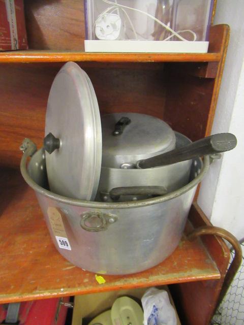 THREE LARGE ALUMINUM PANS Image