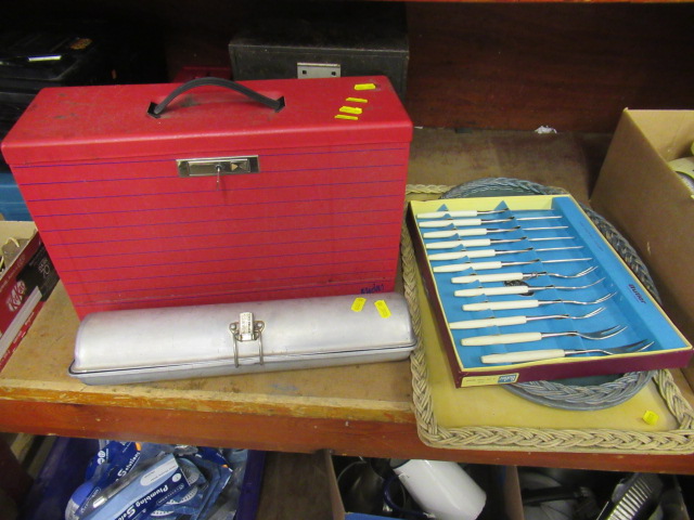 TWO TRAYS  JAM ROLY POLY TIN ETC Image